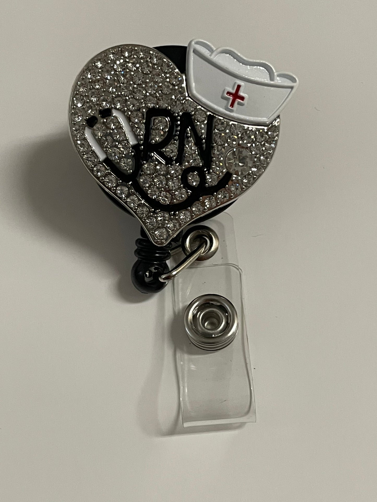 Bling Heart Badge, Heart of a Nurse, Bling Badge Reel, RN Badge